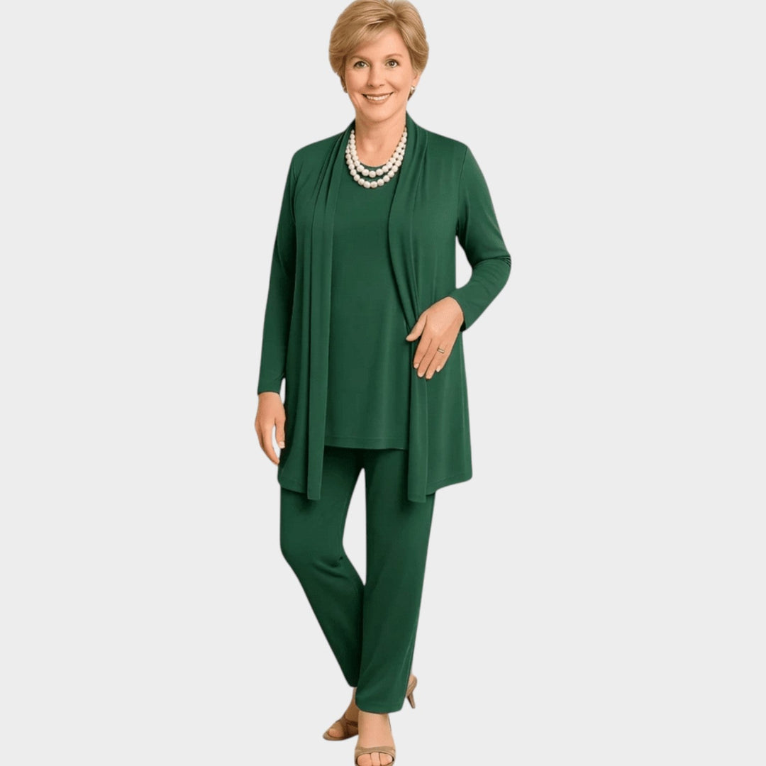 Emervanne | Women's Matching Suit Soft Knit Three Piece Set — Green