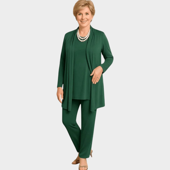 Emervanne | Women's Matching Suit Soft Knit Three Piece Set — Green