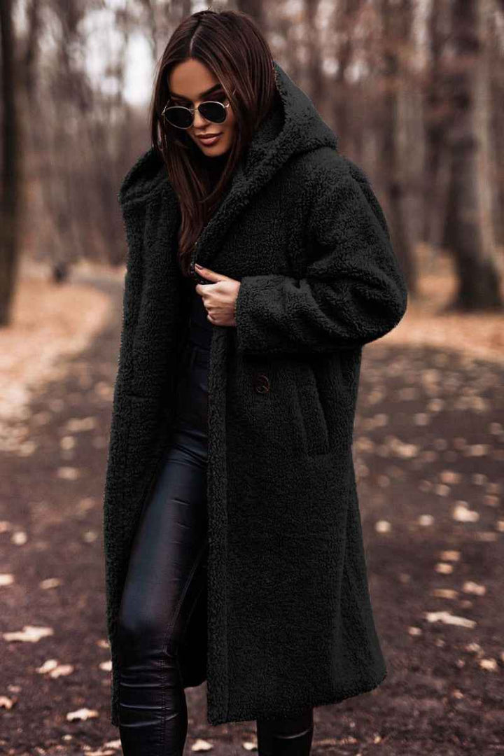 Esmeanne | Oversized Hooded Longline Teddy Coat