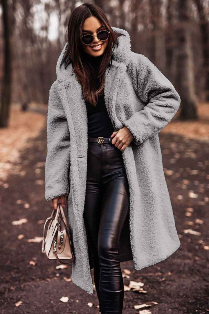 Esmeanne | Oversized Hooded Longline Teddy Coat