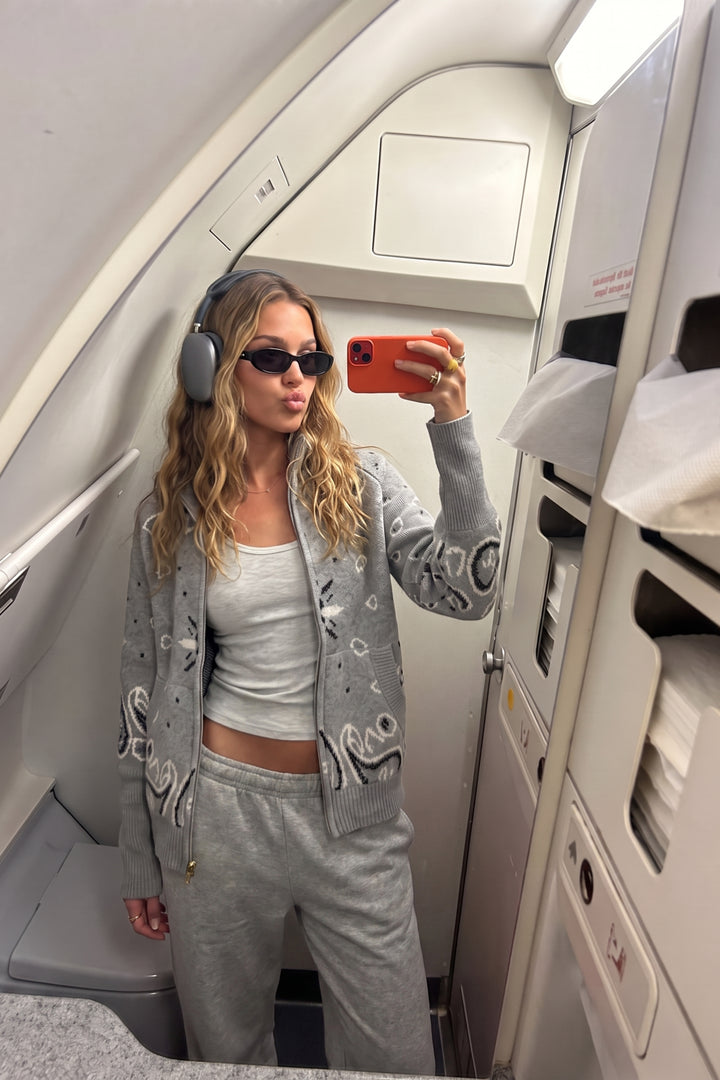 Esmephine | Women's Cozy Bandana Print Knit Cardigan — 2