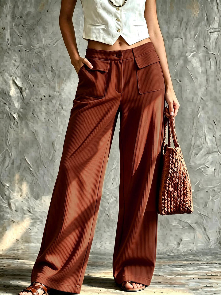 Esmewen | Women's Wide-Leg Corduroy Pants — Brown