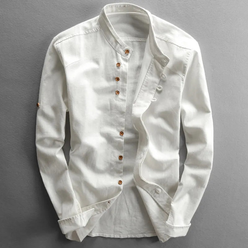 Ethan | Men's Long-Sleeve Stand-Collar Shirt