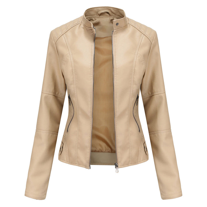 Eulalia | Women's Lightweight Casual Stand Collar Zipper Pockets Jackets — Beige
