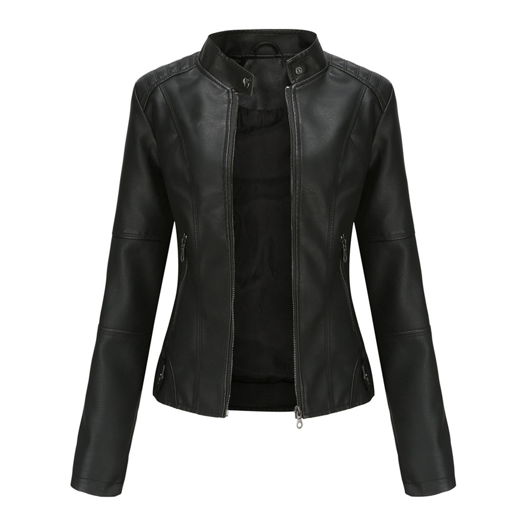 Eulalia | Women's Lightweight Casual Stand Collar Zipper Pockets Jackets — Black