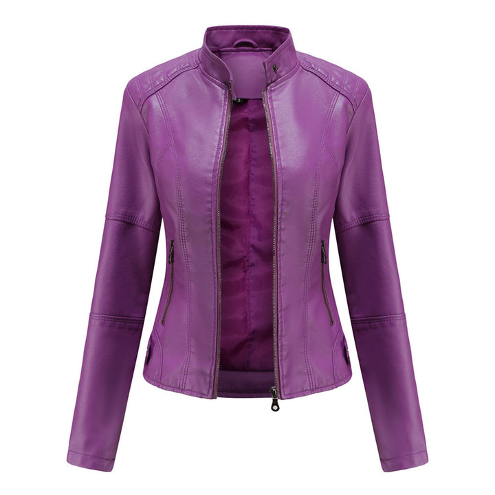 Eulalia | Women's Lightweight Casual Stand Collar Zipper Pockets Jackets — Violet