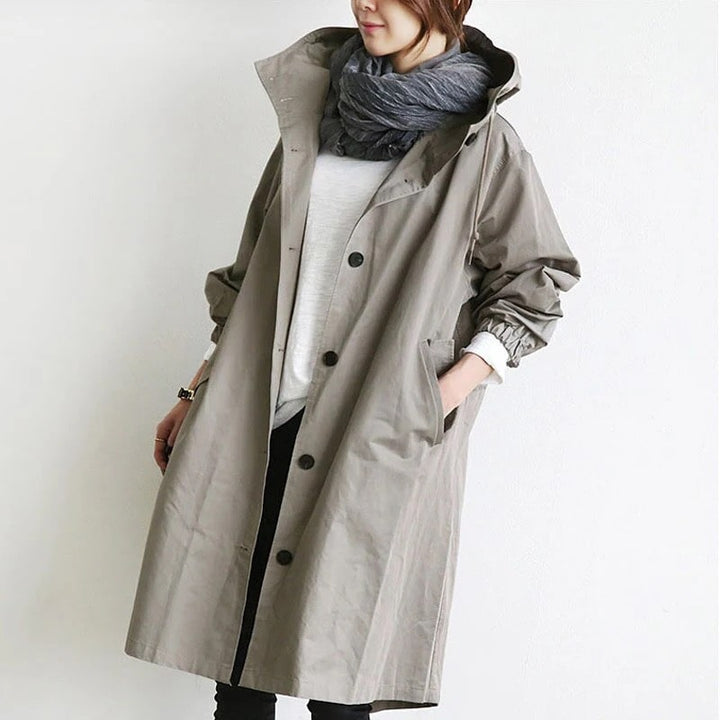 Evangeline | Women's Lightweight Casual Hooded Long Rain Jacket — 1
