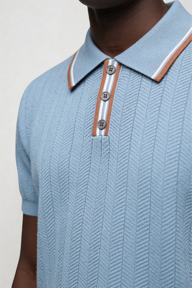 Ezekiel | Men's Cozy Caleb Knit Polo - Light Blue Sweaters — 2