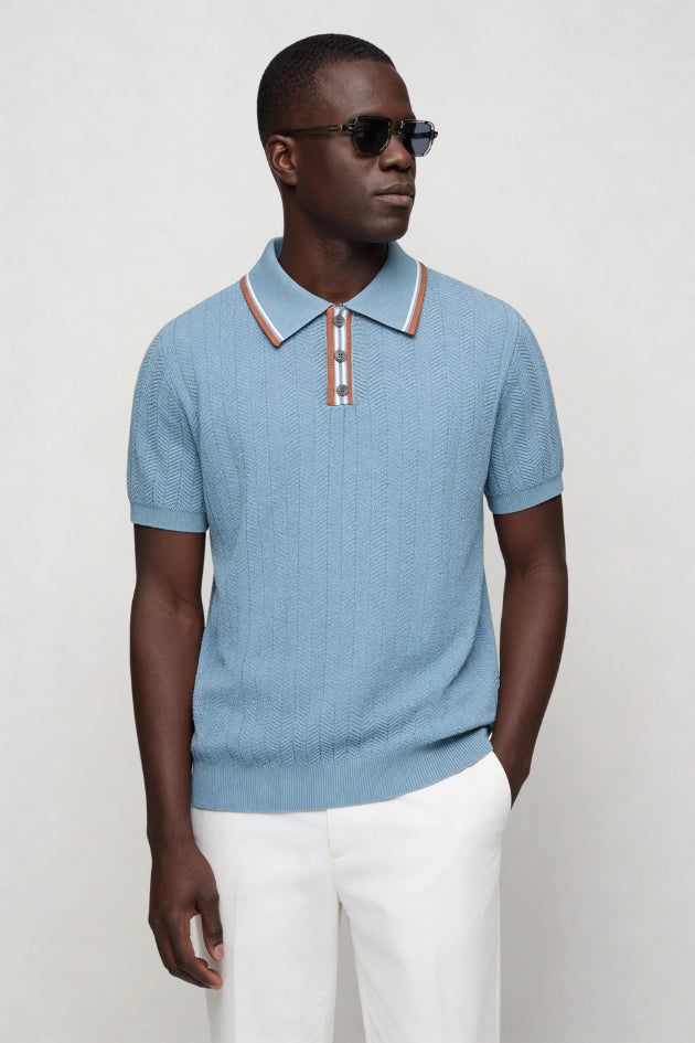 Ezekiel | Men's Cozy Caleb Knit Polo - Light Blue Sweaters — 3
