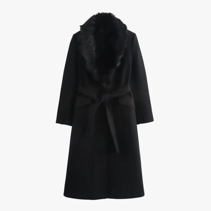 Faeriel | Women's Faux Fur Collar Belted Coat