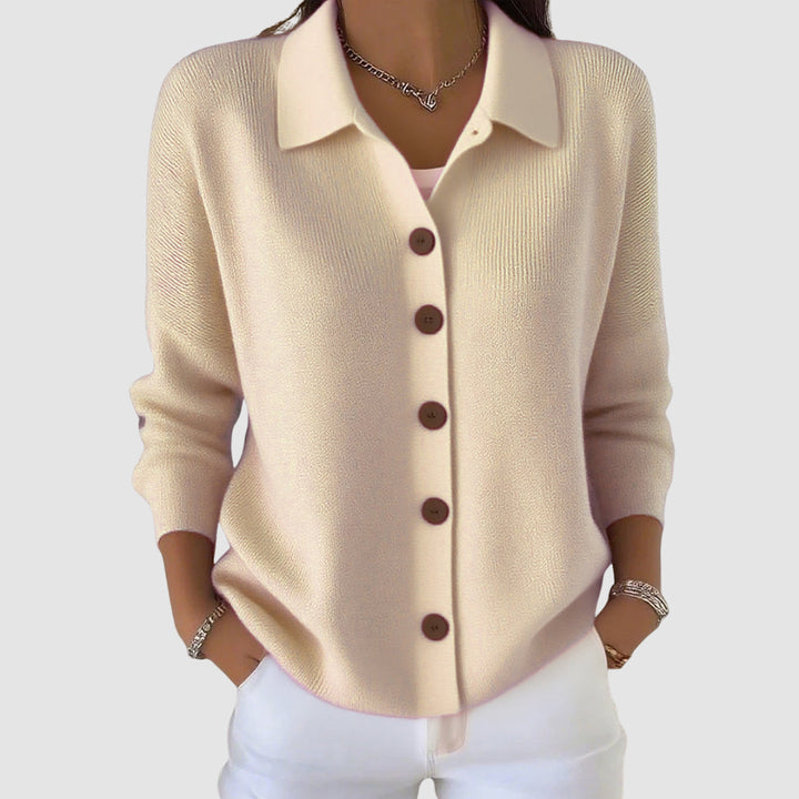 Fayeessa | Women's Knit Cozy BUTTON CARDIGAN Sweaters — Apricot