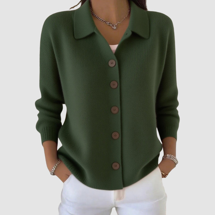 Fayeessa | Women's Knit Cozy BUTTON CARDIGAN Sweaters — Army Green