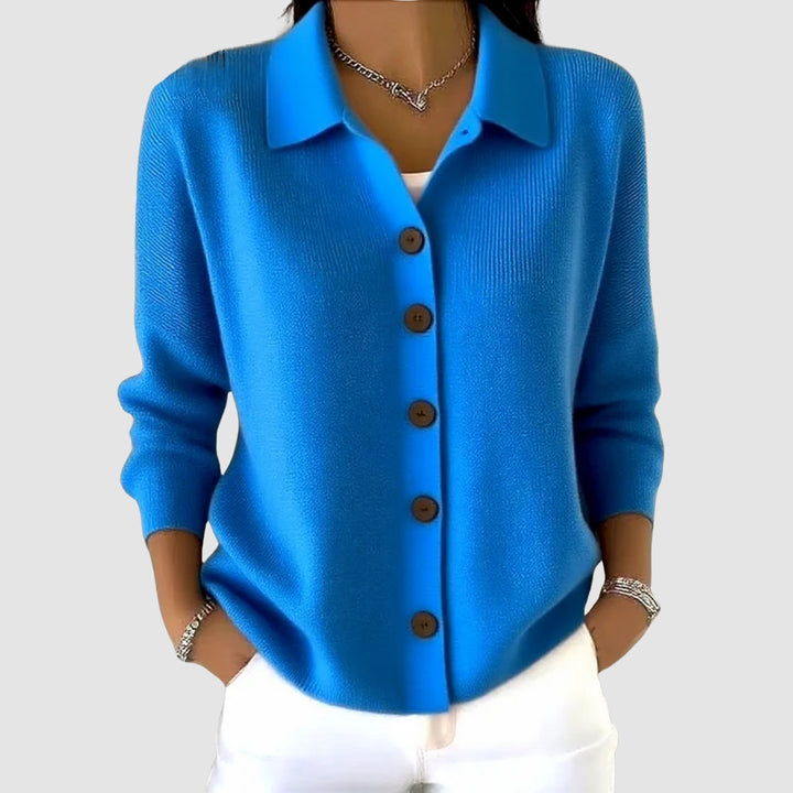 Fayeessa | Women's Knit Cozy BUTTON CARDIGAN Sweaters — Blue