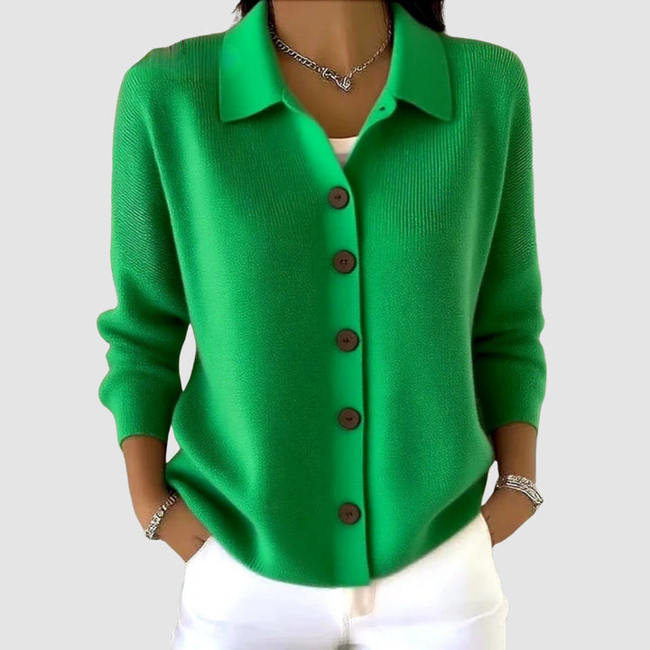 Fayeessa | Women's Knit Cozy BUTTON CARDIGAN Sweaters — Green