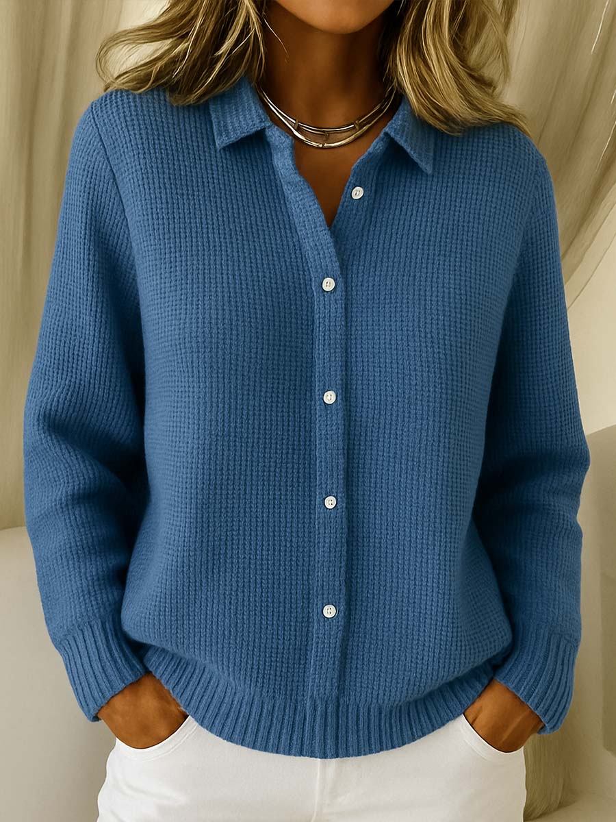 Fayewen | Women's Cozy Knitted Button Cardigan Sweaters — Navy Blue