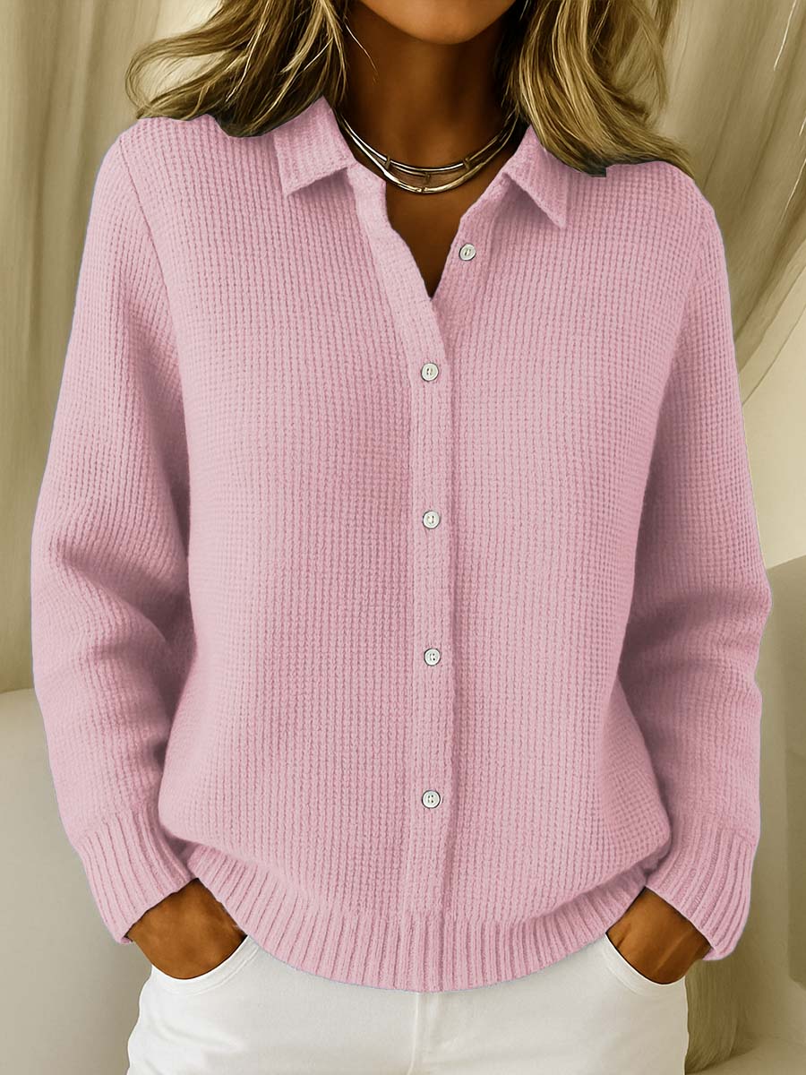 Fayewen | Women's Cozy Knitted Button Cardigan Sweaters — Pink