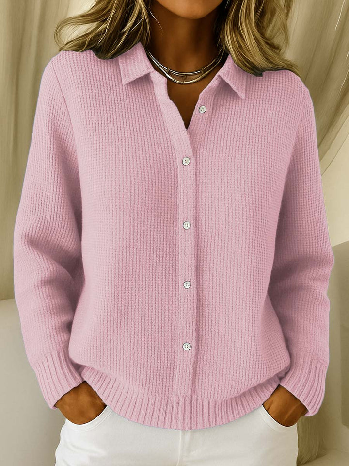 Fayewen | Women's Cozy Knitted Button Cardigan Sweaters — Pink