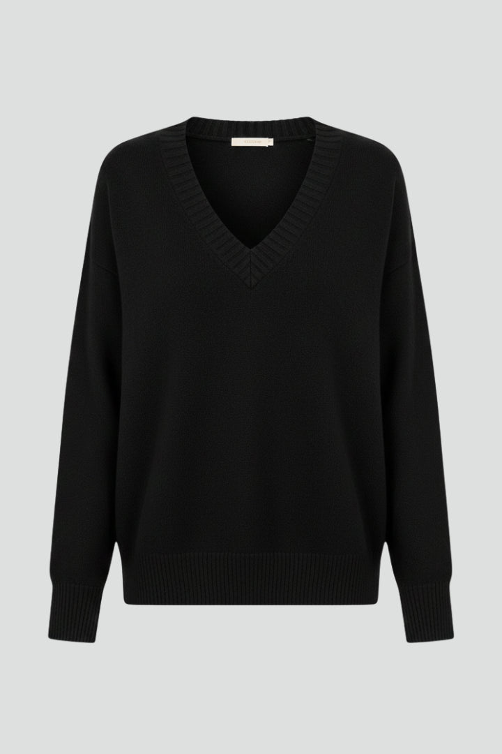 Fencine | Women's Knit Cozy V-Neck Sweater with Long Sleeves and sweater design — 1