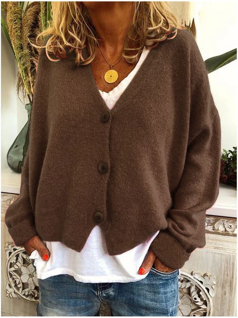 Feneen | Women's Knit V Neck Button Front