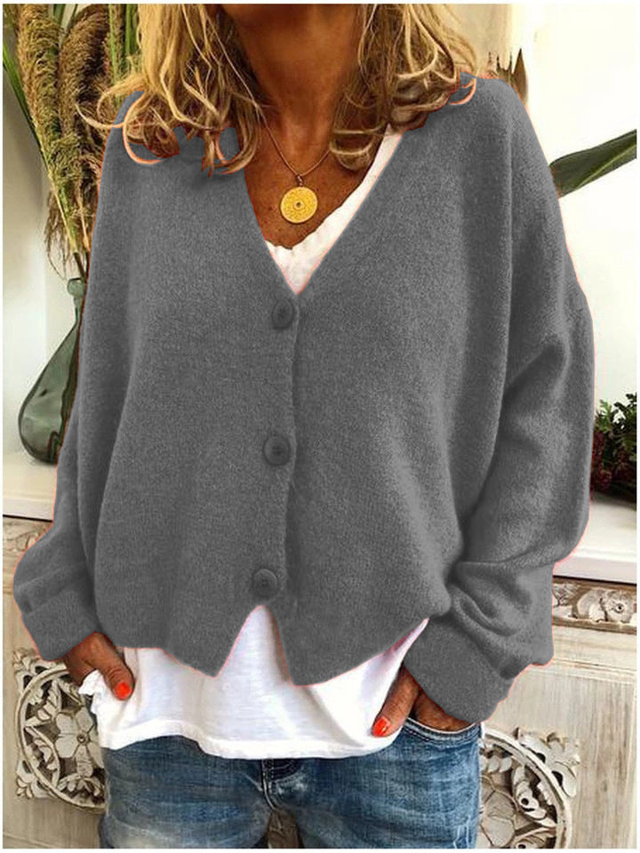 Feneen | Women's Knit V Neck Button Front