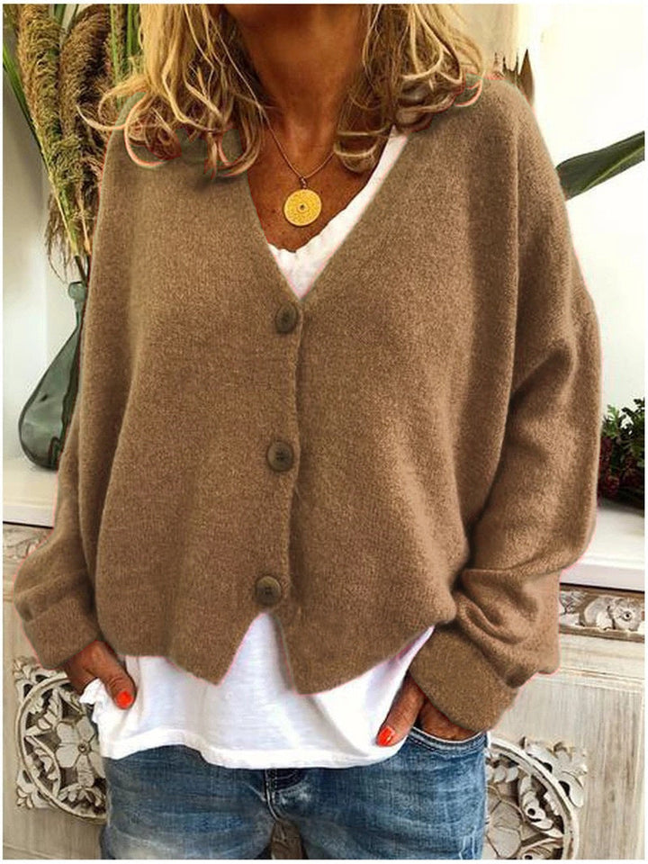 Feneen | Women's Knit V Neck Button Front
