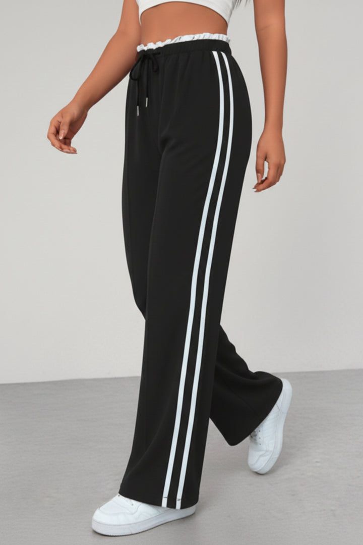 Filomena | Women's Wide-Leg Linen Wide Leg Trousers Pants — Black
