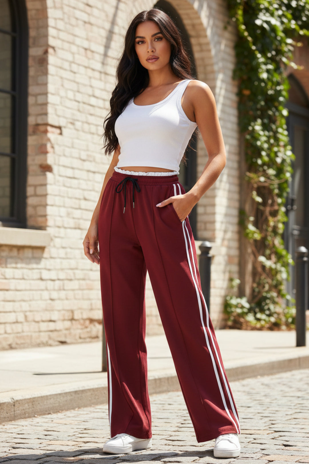 Filomena | Women's Wide-Leg Linen Wide Leg Trousers Pants — 2
