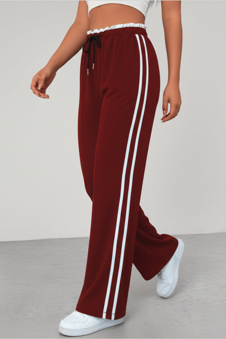 Filomena | Women's Wide-Leg Linen Wide Leg Trousers Pants — Claret