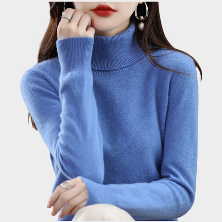 Fioessa | Women's Knit Cozy Cashmere Sweater Turtleneck Slim Fit — 2