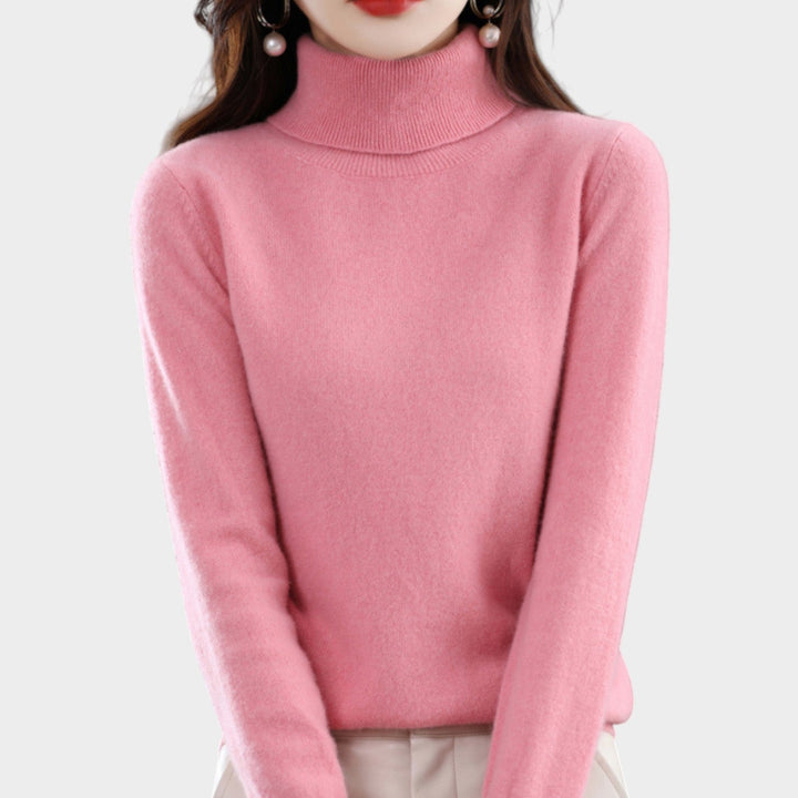 Fioessa | Women's Knit Cozy Cashmere Sweater Turtleneck Slim Fit — Pink