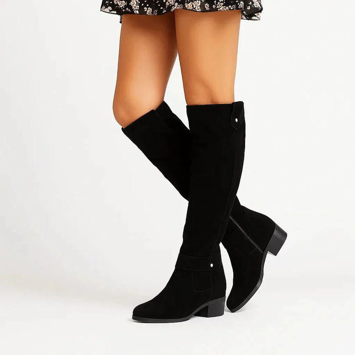 Fiovanne | Women's Suede Boots with Block Heel for — Black