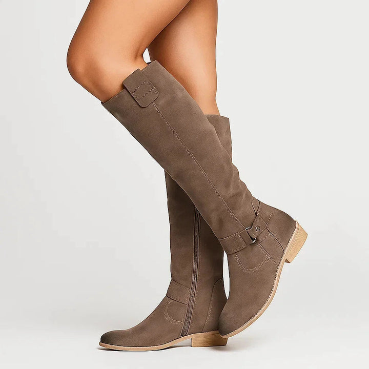 Fiovanne | Women's Suede Boots with Block Heel for — Brown