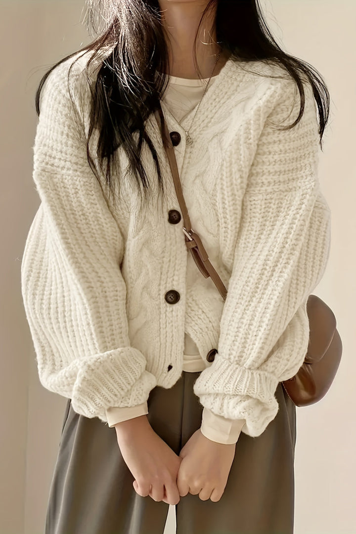 Galiaine | Cable Knit Button Front Cardigan