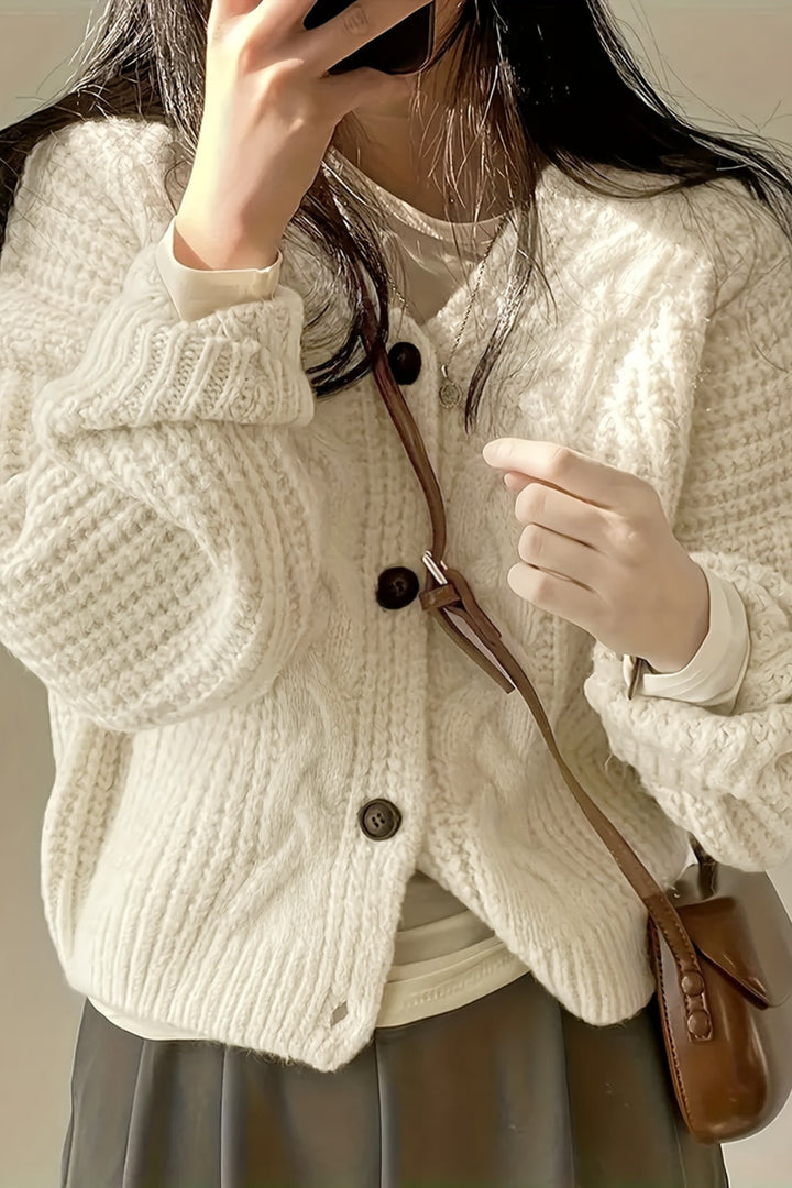 Galiaine | Cable Knit Button Front Cardigan