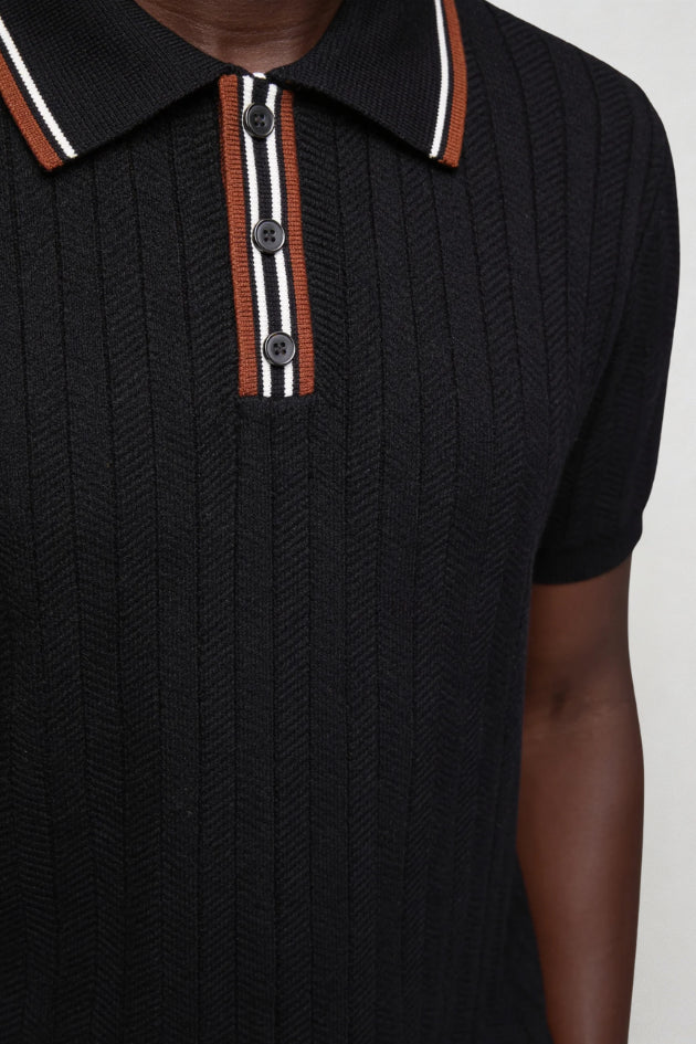 Giancarlo | Men's Cozy Caleb Knit Polo - Black Sweaters — 2