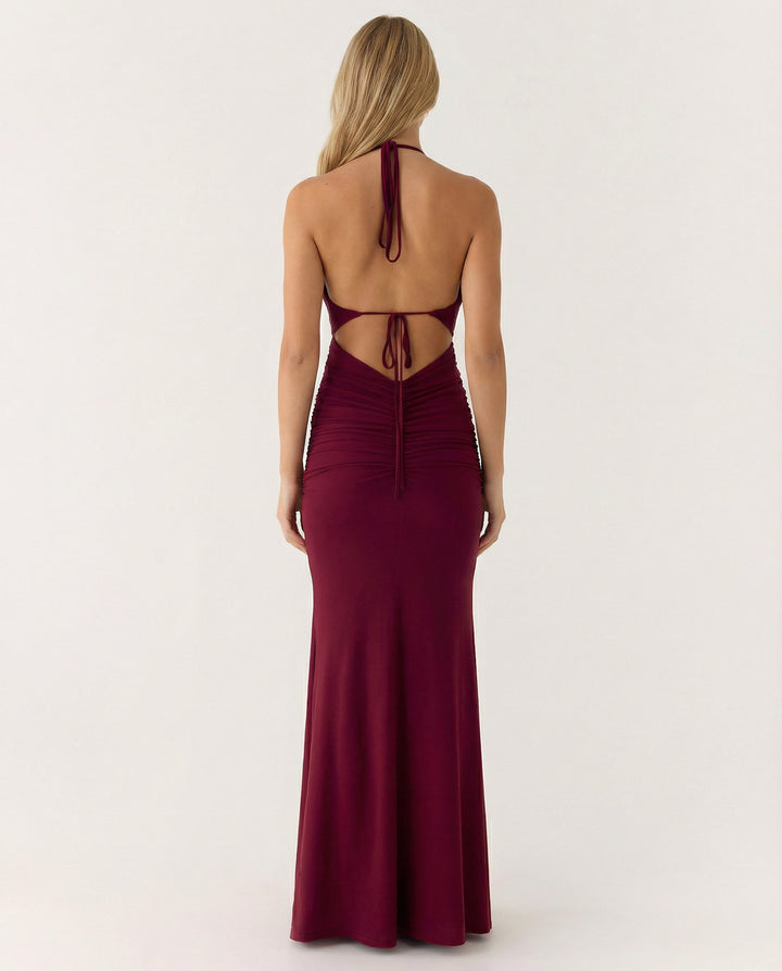 Giastine | Halter Ruched Wedding Guest Dress
