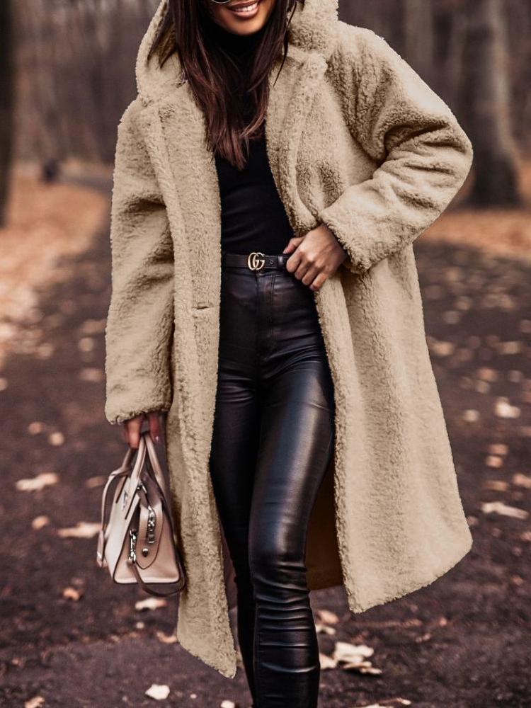Giawen | Casual Stretch Long Teddy Coat For Tops