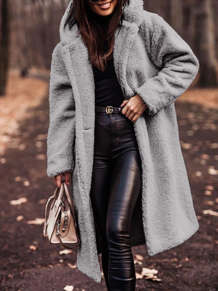 Giawen | Casual Stretch Long Teddy Coat For Tops