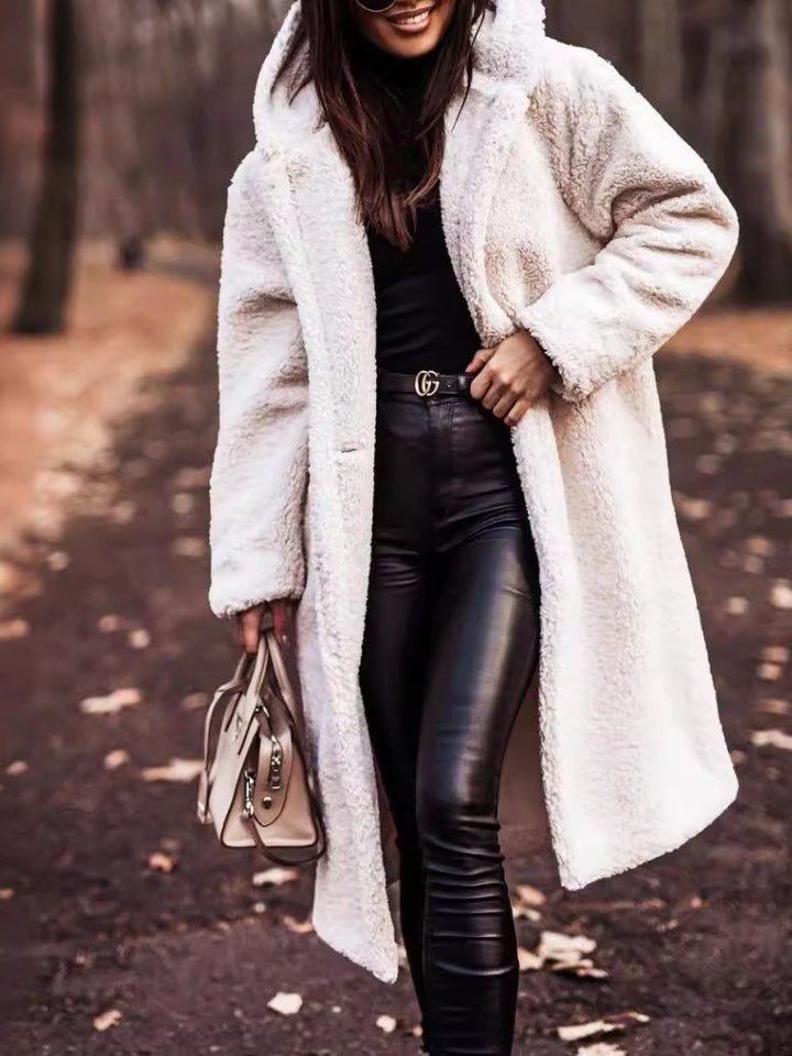 Giawen | Casual Stretch Long Teddy Coat For Tops