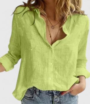 
Woman in a lightweight long sleeve shir