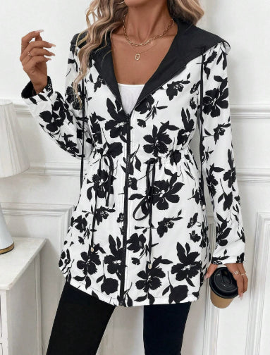 Guinevere | Women's Casual Stretch Reversible Hooded Coat Tops — White