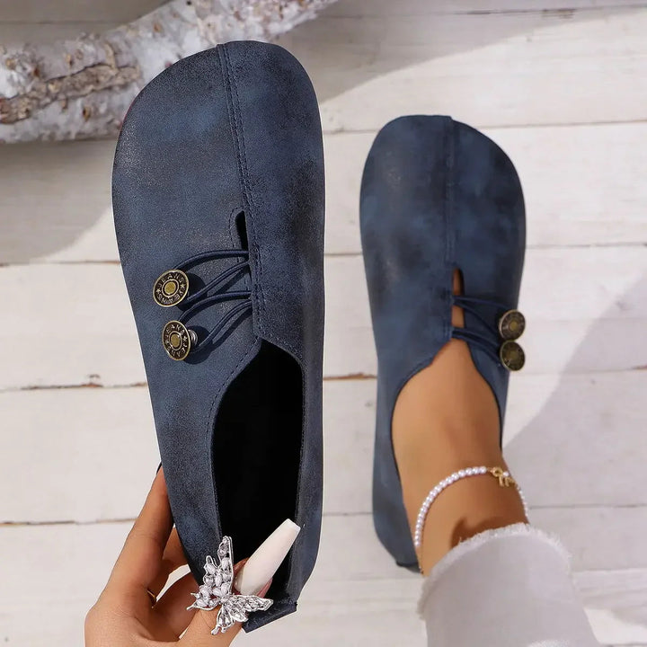Gwenbelle | Women's Orthopedic Comfort Slip-On Suede Loafer — Navy Blue