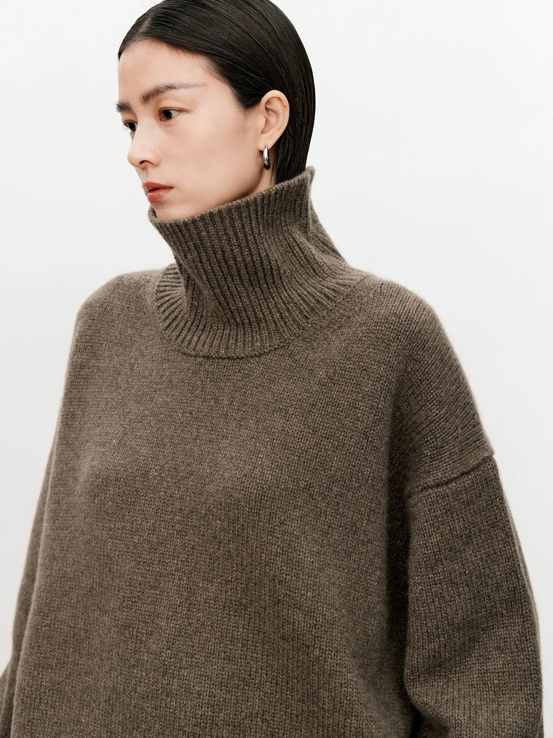 Halsara | Women's Cozy Loose and Thick Turtleneck sweater Knit — brown
