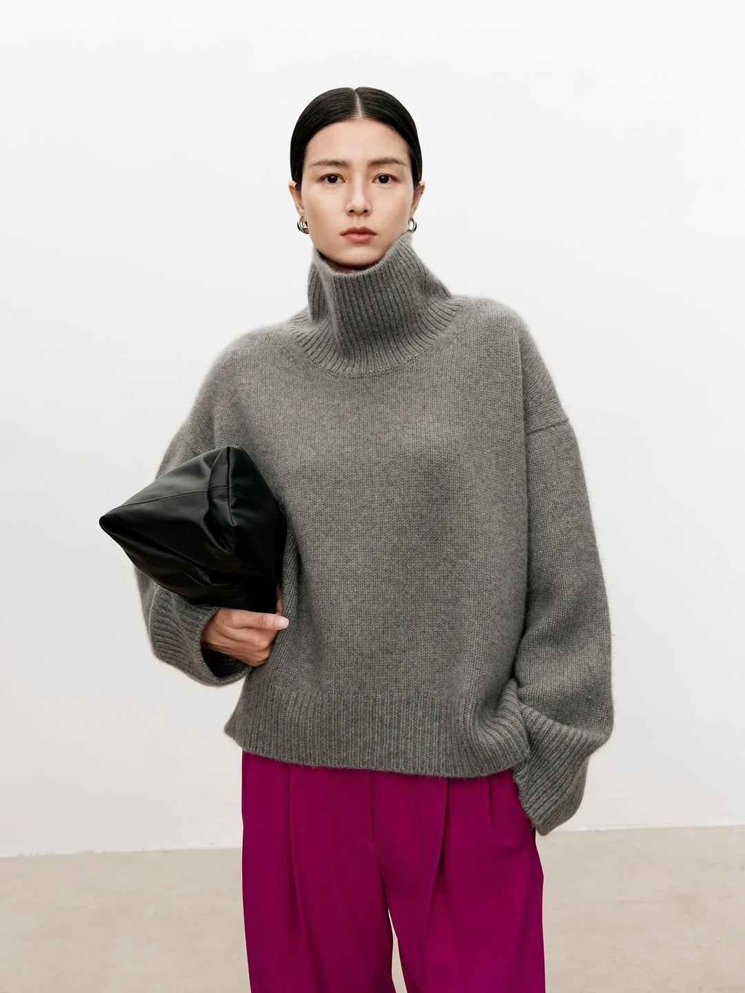 Halsara | Women's Cozy Loose and Thick Turtleneck sweater Knit — gray