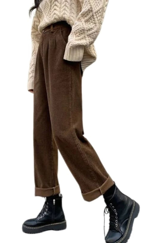 Halswen | Women's Straight Trousers With Pockets — Dark Brown