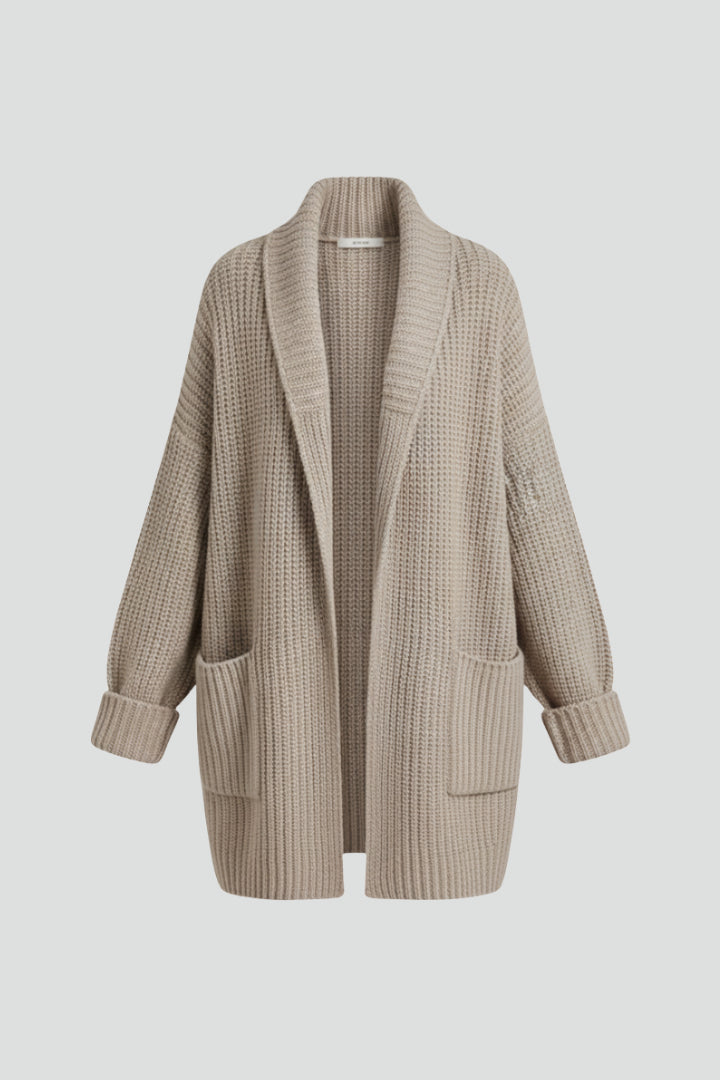 Hesperine | Chunky Knit Open Front Shawl Collar Cardigan
