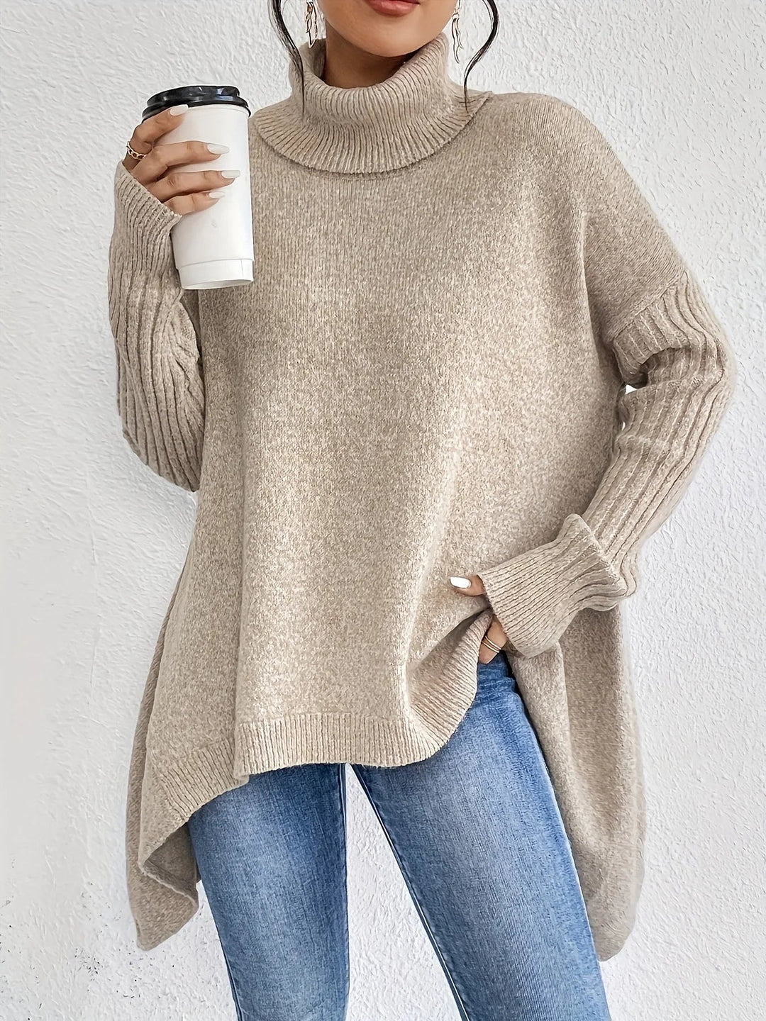 Ilsemora | Women's Knit Oversized Turtleneck Sweater