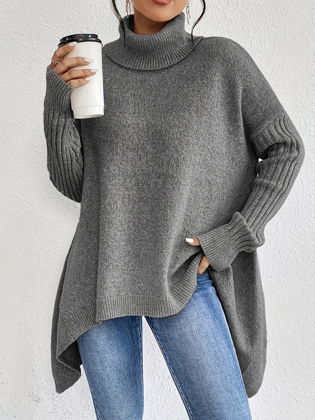 Ilsemora | Women's Knit Oversized Turtleneck Sweater