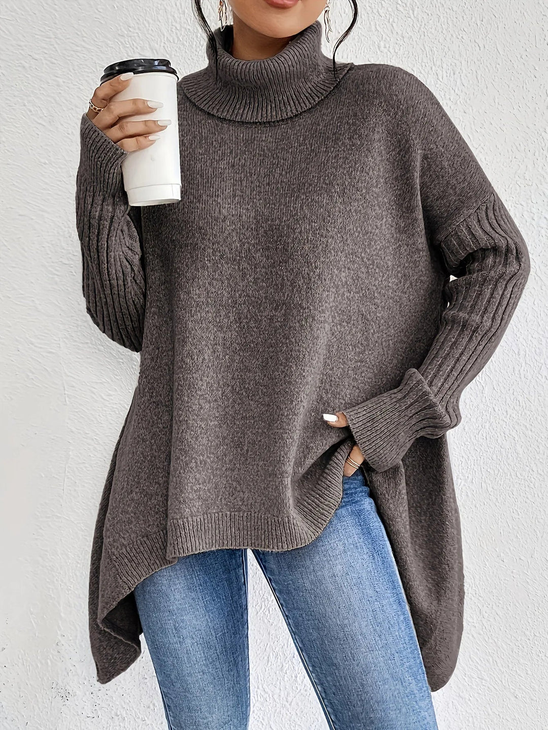 Ilsemora | Women's Knit Oversized Turtleneck Sweater