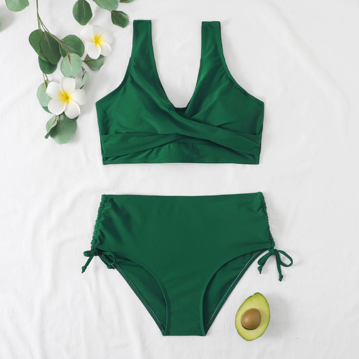 Two piece bikini with simple modern styling.